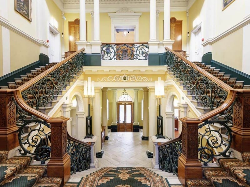 Staircase and entrance at No 6 Kildare Street